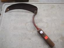 Curved Blade Hand Sickle with Wood Handle