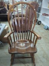 Wooden Rocking Chair with Spindle Back and Arms