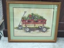 Framed Print of Western Flyer Wagon with Greenery by Salata