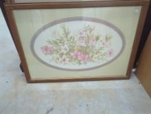 Framed Floral Print Signed by D. Adair, 32 x 22 Inches