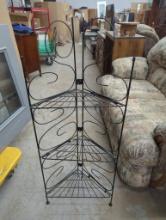 Black Metal Corner Shelf Unit With Scroll Design