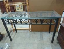 Metal and Glass Console Table with Grapevine Design