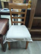 Wooden Dining Chair with Ladder Back Design and Padded Seat