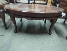 Oval Wooden Coffee Table with Cabriole Legs