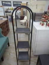 Three-Tier Shelf With Metal Frame and Gold-Tone Accents