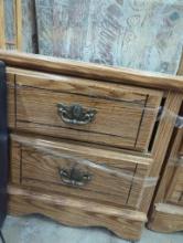 Two-Drawer Wooden Nightstand with Brass Hardware