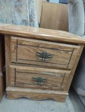 Two-Drawer Wooden Nightstand with Brass Hardware