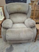 Beige Upholstered Recliner, 34 in x 23 in x 38 in