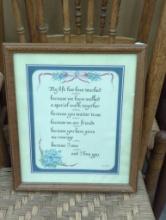 Framed Inspirational Calligraphy Art With Floral Design, 11 in x 13 in