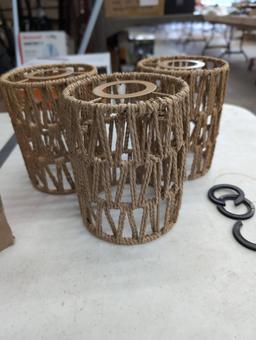 3 Open Box Decorative Woven Rope Candle Holders