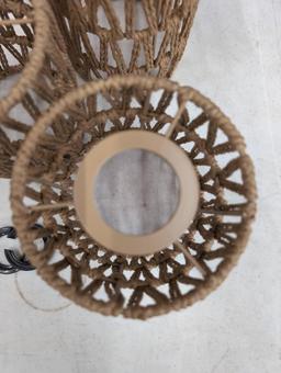 3 Open Box Decorative Woven Rope Candle Holders