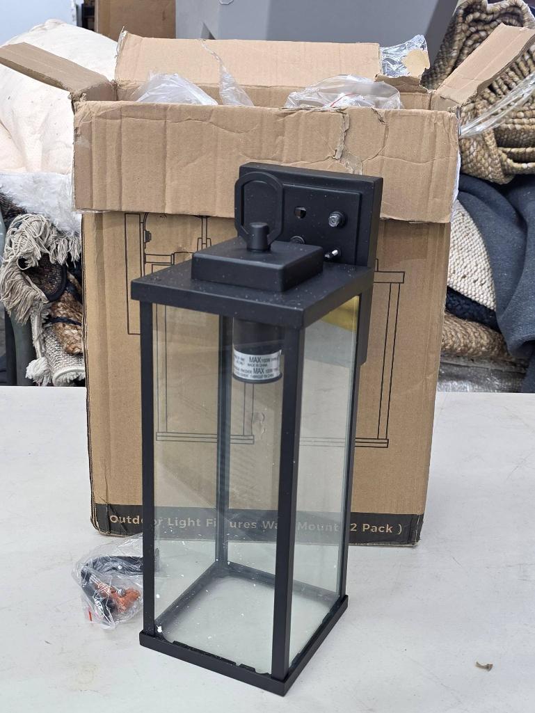 2-Pack Outdoor Wall Mount Light Fixtures, Matte Black, IP65 Waterproof