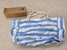 SRISE Beach Bag in Blue and White Stripes with Original Box