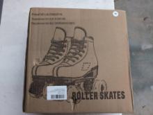 Open Box Roller Skates with Pink Design and Accessories