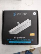 SparkPod 8-Inch Luxury Rainfall Shower Head in Polished Gold  Open Box