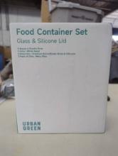 Urban Green Food Container Set with Glass and Silicone Lids, 3 Pack