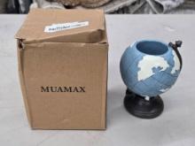Muamax Blue Globe Pen Holder with Opened Box