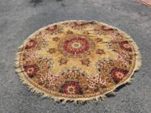Round 80-Inch Diameter Wool Rug with Fringe by LAV
