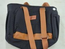 HSHRICH Black and Brown Backpack with Chevron Stitching