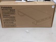 Foldable Monitor Stand With Built-In Drawer and Phone Stand