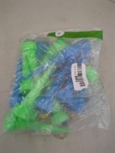 Bag of Assorted Plastic Green and Blue Items Sold As Is
