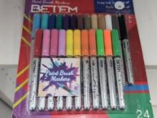 Betem 24-Color Paint Brush Marker Pen Set