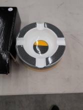 Porcelain Ashtray with Black and Yellow Design