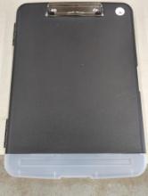 Black Plastic Clipboard with Storage and Clip