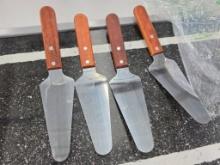 Four Stainless Steel Offset Spatulas with Wooden Handles