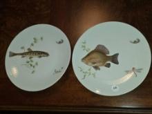 10 Diameter Pair of Bareuther Bavaria Plates with Fish Motifs