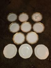 12 Haviland & Co. Limoges Plates with Gold Trim,