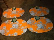 Four Pumpkin-Themed Quilted Table Mats