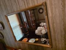 Framed Mirror with Ornate Gold-Tone Detailing, 36 1/2X28 1/2W,