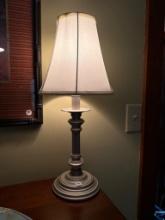 Metal Table Lamp With Fabric Shade, 19 Inches Tall