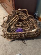 2 Woven Natural Vine Baskets with Organic Design