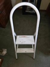 White Two-Step Folding Metal Ladder