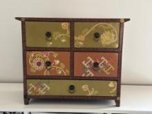 Decorative Wooden Chest with Hand-Painted Floral Motifs