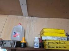 Contents of Shelf: Battery Tool, Chests, Paint Guns, and Accessories