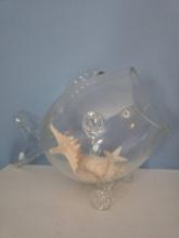 Clear Glass Fish-Shaped Decorative Bowl, 9H,
