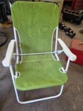 Green Beach Chair with White Metal Frame