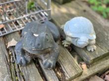 Concrete Frog and Composite Turtle Yard Decor