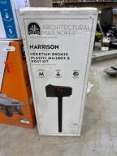 Architectural Mailboxes Harrison Venetian Bronze Plastic Mailbox & Post Kit  Open Box