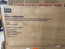 Open Box Glacier Bay 33-Inch 50/50 Double Bowl Stainless Steel Sink with Faucet