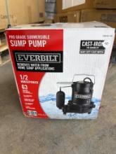Everbilt 1/2 HP Pro Grade Submersible Sump Pump, Open Box