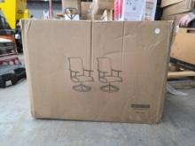 Open Box Pair of Gray Patio Dining Chairs in Original Packaging
