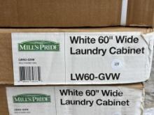 Open Box Mills Pride 60-Inch White Laundry Cabinet