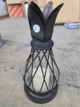 Open Box Black Metal Pineapple-Style Lantern With Glass Holder