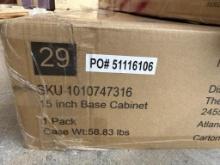 Hampton Bay Avondale 15 in. W x 24 in. D x 34.5 in. H Plywood Shaker Base Kitchen Cabinet in Ink