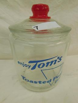 Vintage Toms Toasted Peanut Jar with Original Lid