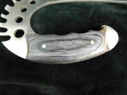 Modern Unsigned Curved Knife with Leather Sheath